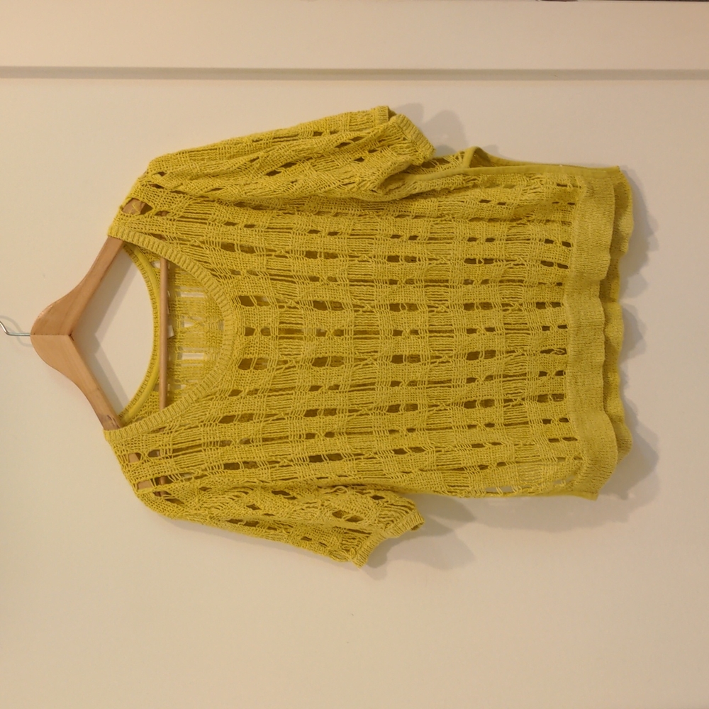 Anthropologie Moth lemon yellow crochet top